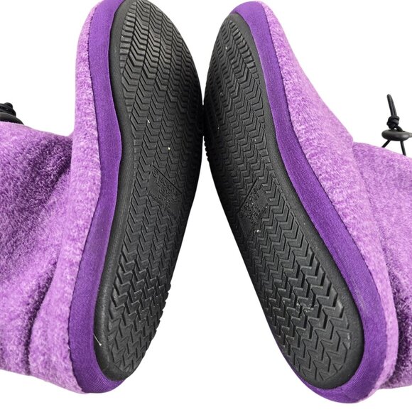 Isotoner Purple Fleece Bootie Slippers Size XL Adjustable Cord For Women jh1778 - Picture 9 of 11